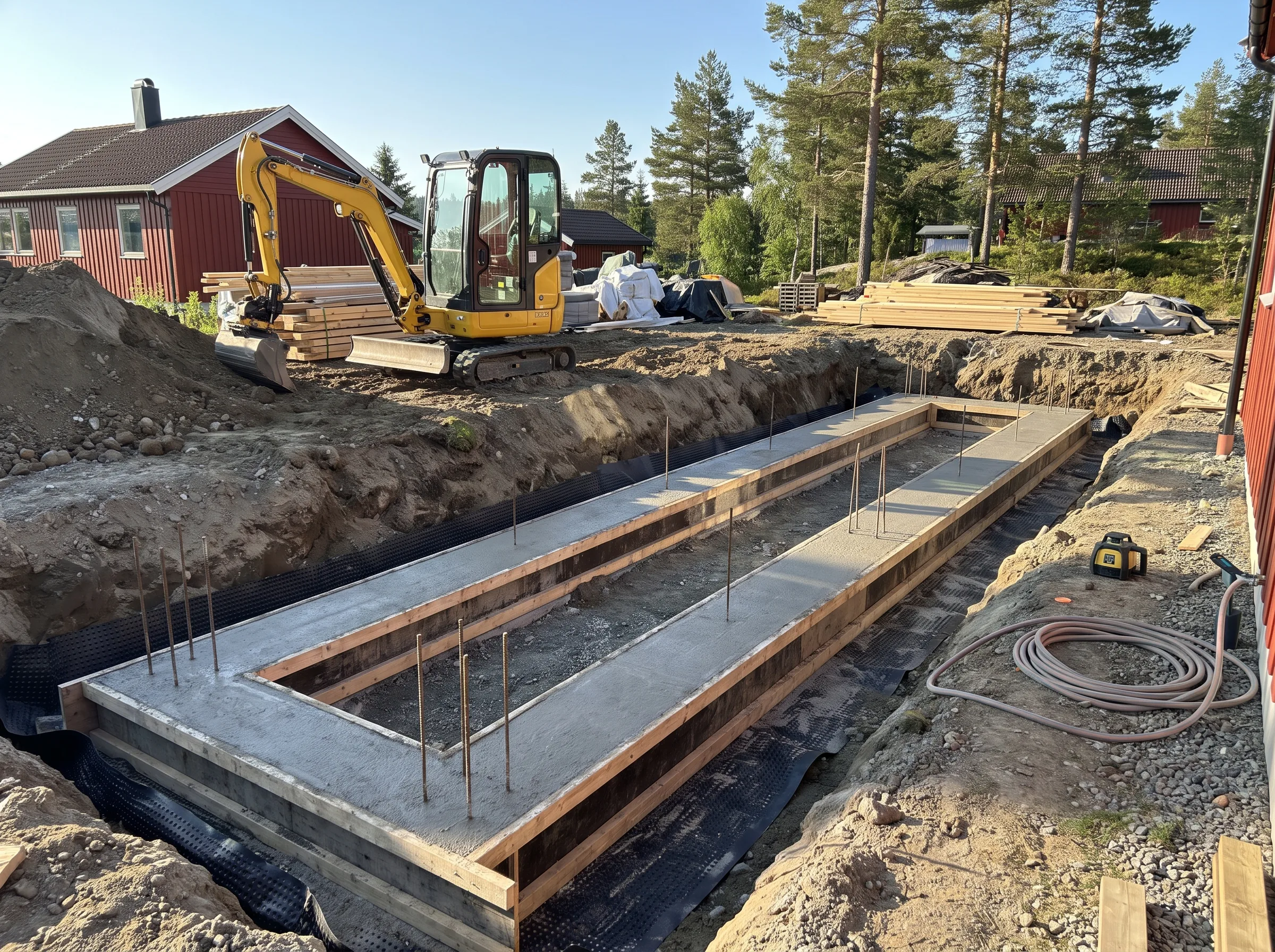 Fundament i prosessen for bygging av et hus